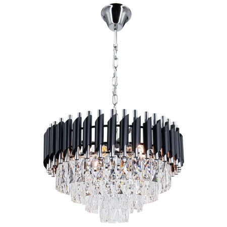 Lampa wisząca chromowo-czarna szklana 50cm 6260/6 8C BL z serii TOLEDO - Lampy Elem